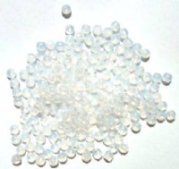 200 4mm Milky White Opal Round Glass Beads